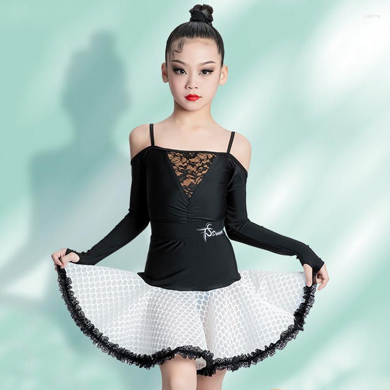 

Stage Wear Fashion Professional Latin Dance Dress Girls Prom Costume Child Competition Clothes Practice SL8011, Picture shown