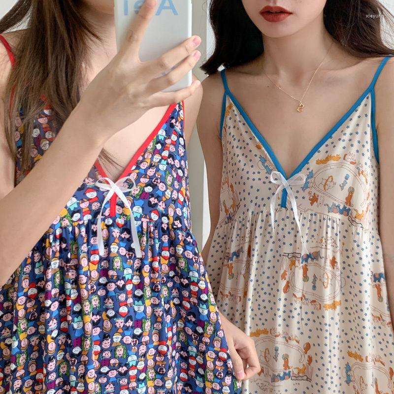 

Women's Sleepwear Summer Sleep Condole Belt Skirt Sexy Female Thin Paragraph Cotton Silk Pajamas Leisurewear Plus-size Can Wear, Houndstooth