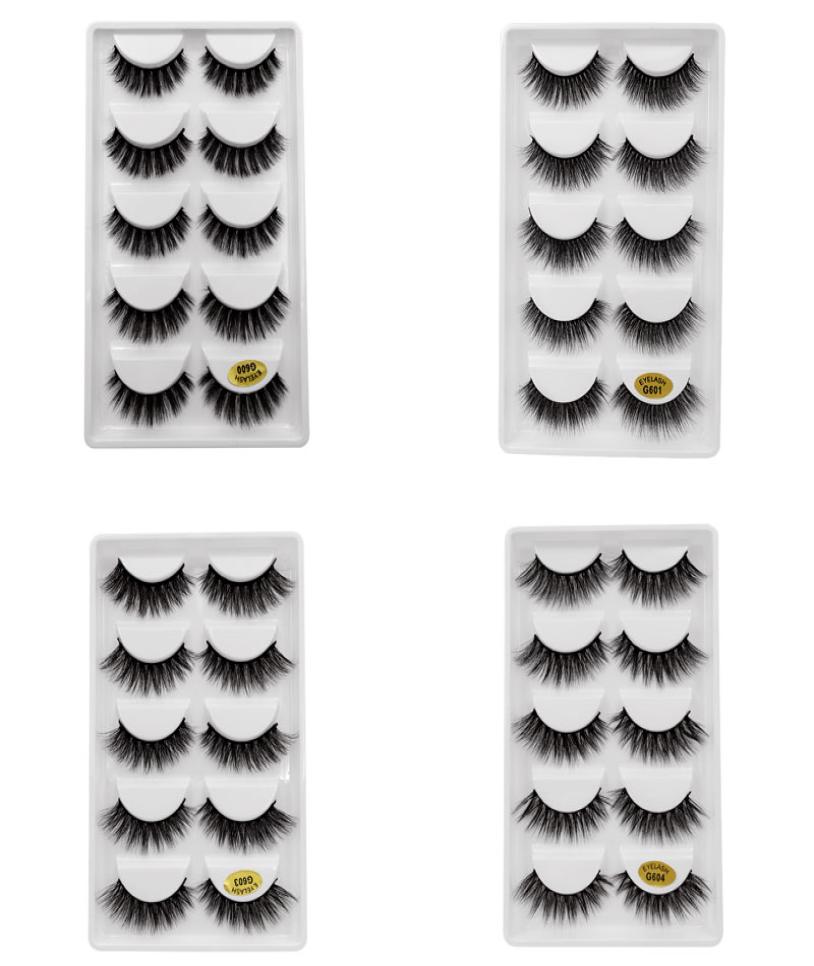

5pairsset 3D Mink False EyeLashes Handmade Natural Plastic Black Cotton Full Strip Thick Fake Eye lashes Cosmetic7392272
