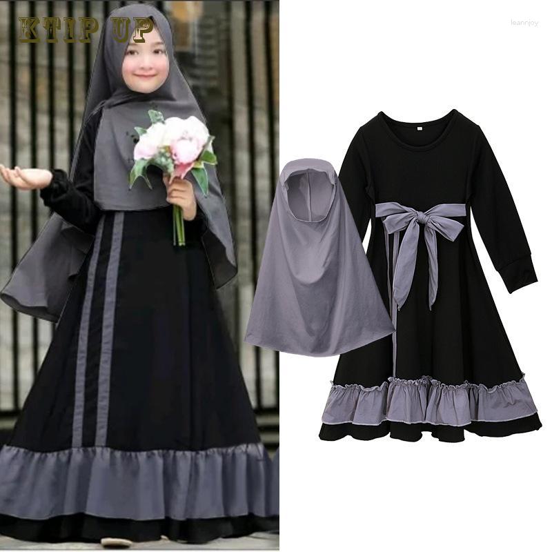 

Ethnic Clothing Girl Dubai Abaya Dress Kids Islam Muslim Islamic Turban Hat Scarf Children Moroccan Kaftan Robe Carnival Party Costumes