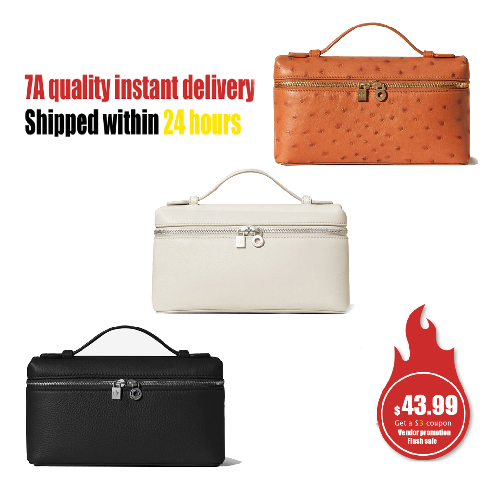 

baguette lady loro piana 7 colors Totes hand bag cowhide cosmetic travel luxurys Designer Clutch Bags Purses handbag Cross Body Hobo Womens men Shoulder bag fashion, Ostrich-brown