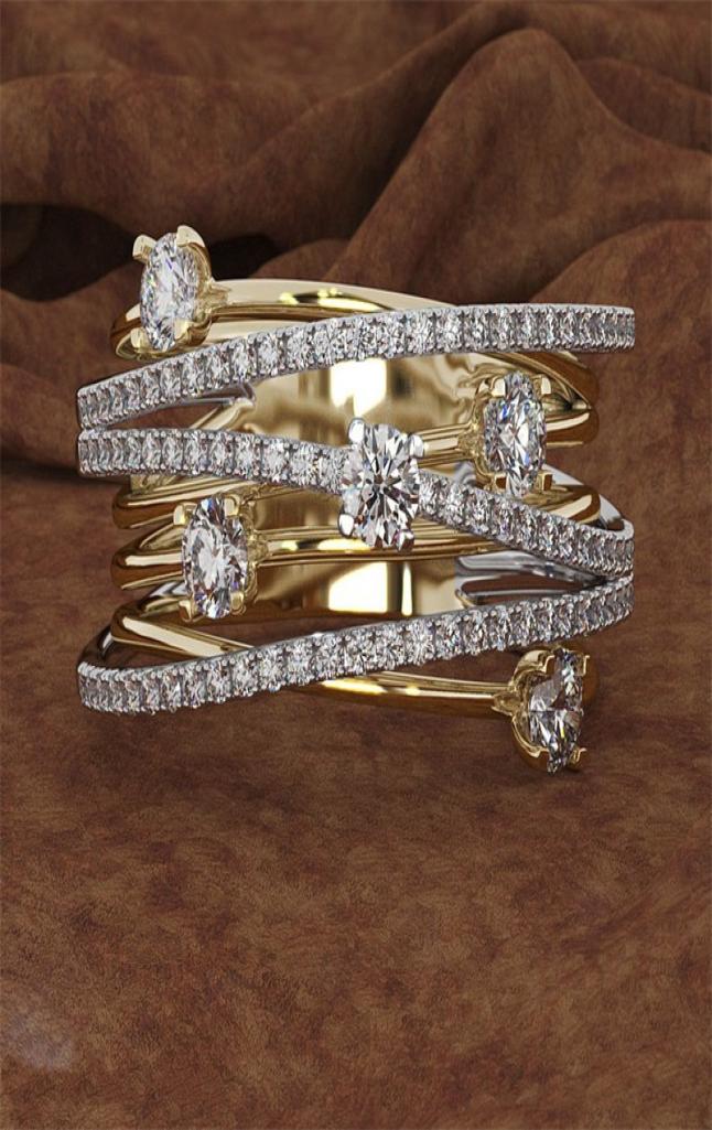 

14K 3 Colors Gold Diamond Ring for Women Topaz 1 carat Gemstone Bizuteria Anillos Sliver Jewelry Engagement diamond Ring box LY1915579248