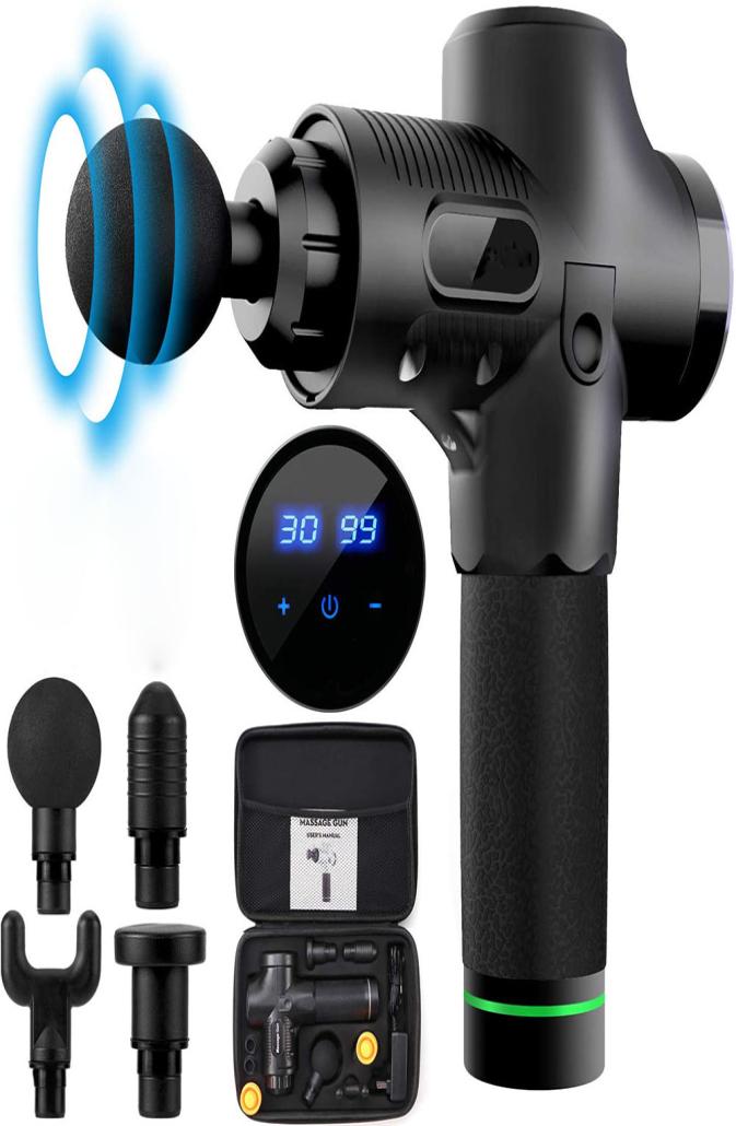 

LCD Display Massage Gun Deep Muscle Massager Muscle Pain Body Massage Exercising Relaxation Slimming Shaping Pain Relief1432242