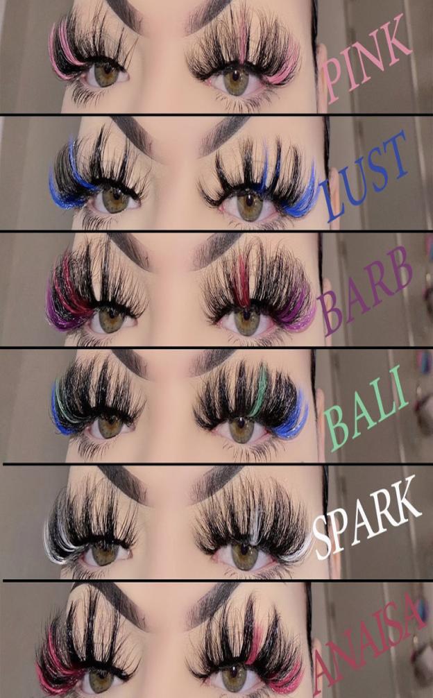 

Color Eyelash Mink 3D Fake Lashes Natural Long 25mm Colored Lash Eyelashes Party Makeup Kit Colorful False Eye Lashes DHL7905165