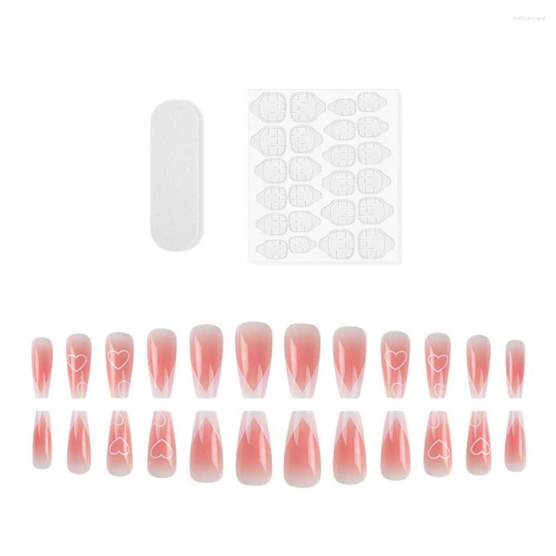 

False Nails DIY Perfect Fitting Loving Shape Blush French Fake Nail Patches Salon, 24pcs