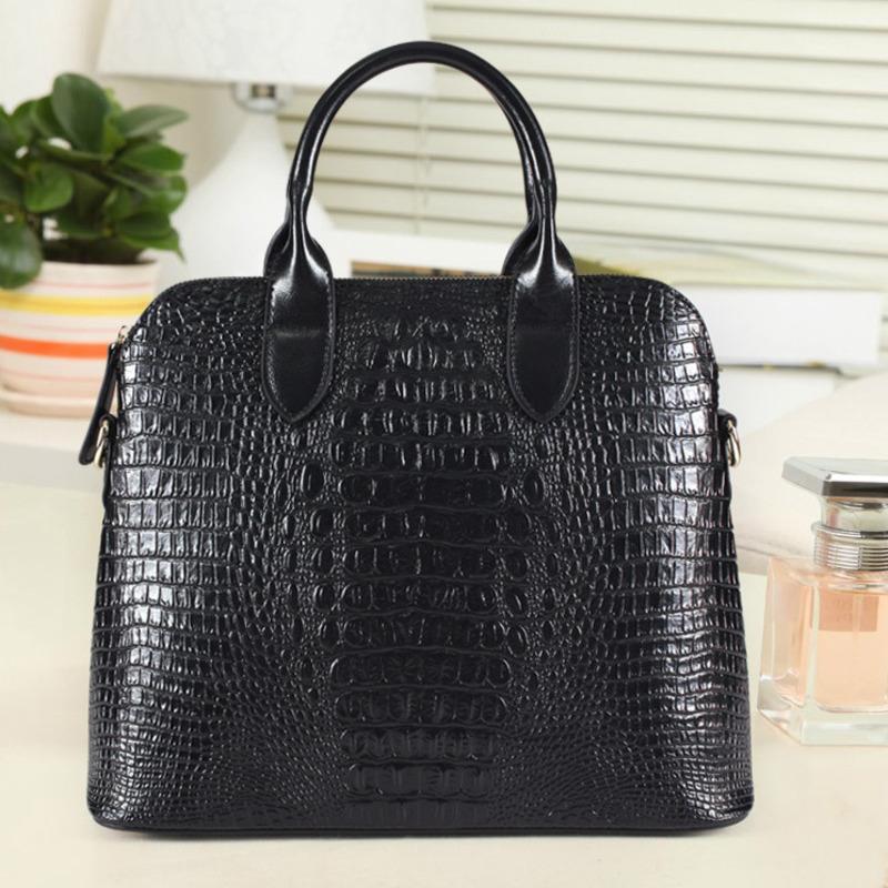 

Evening Bags Elegant Crocodile Pattern Shell Bag Lady Luxury Handbags Women Designer Large Capacity Patent Leather Shoulder Crossbody, Black