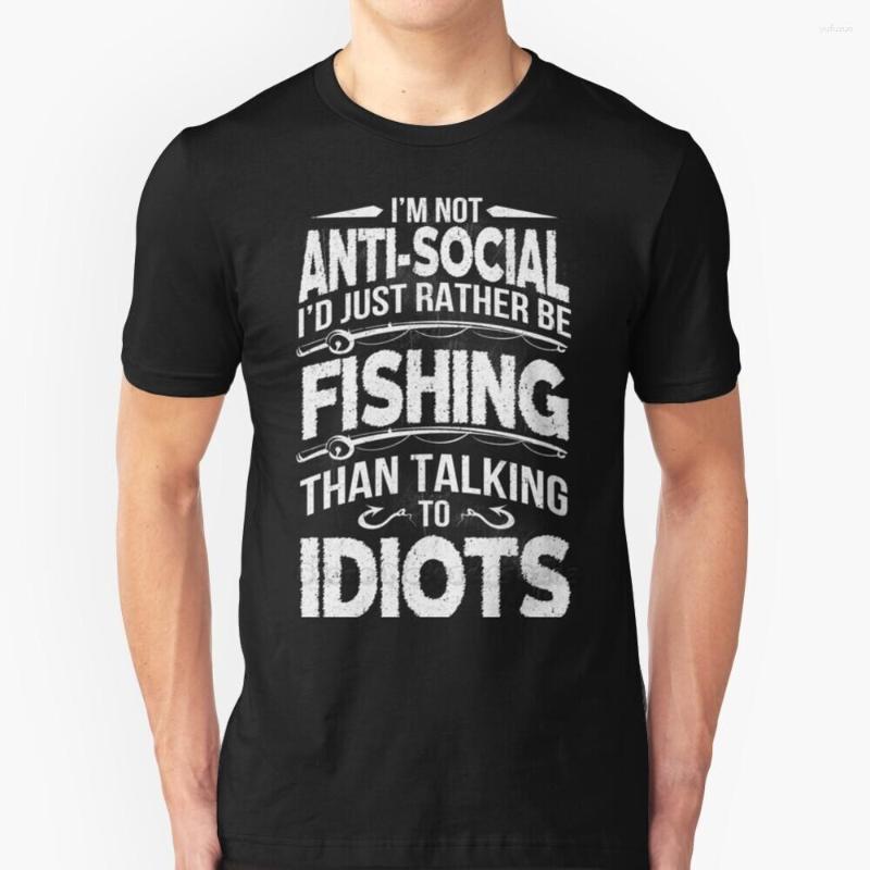 

Men's T Shirts I'M Not Anti - Social I'D Just Rather Be Fishing Than Talking To Idiots Short-Sleeve T-Shirt Summer Men Streetswear, Mtee-purple