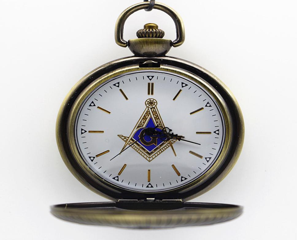 

New Arrival 55cm Masonic masonry Theme Coloful Dial Quartz Pocket Watch Pendant Necklace Fob Watch Mens Womens Gift7313919, Blue