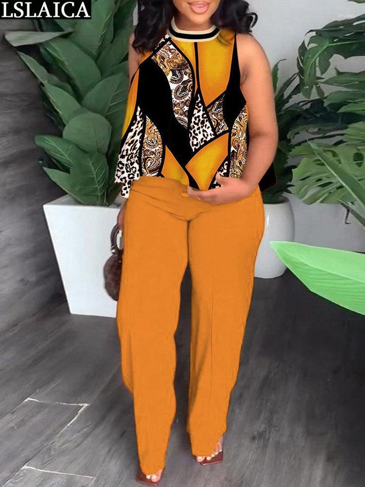

Women's Two Piece Pants Streetwear 2 Set Women Outfit Wide Leg Pant Casual Trendy 2023 Sleeveless Blouse Women's Clothing Fashion Pieces, Green
