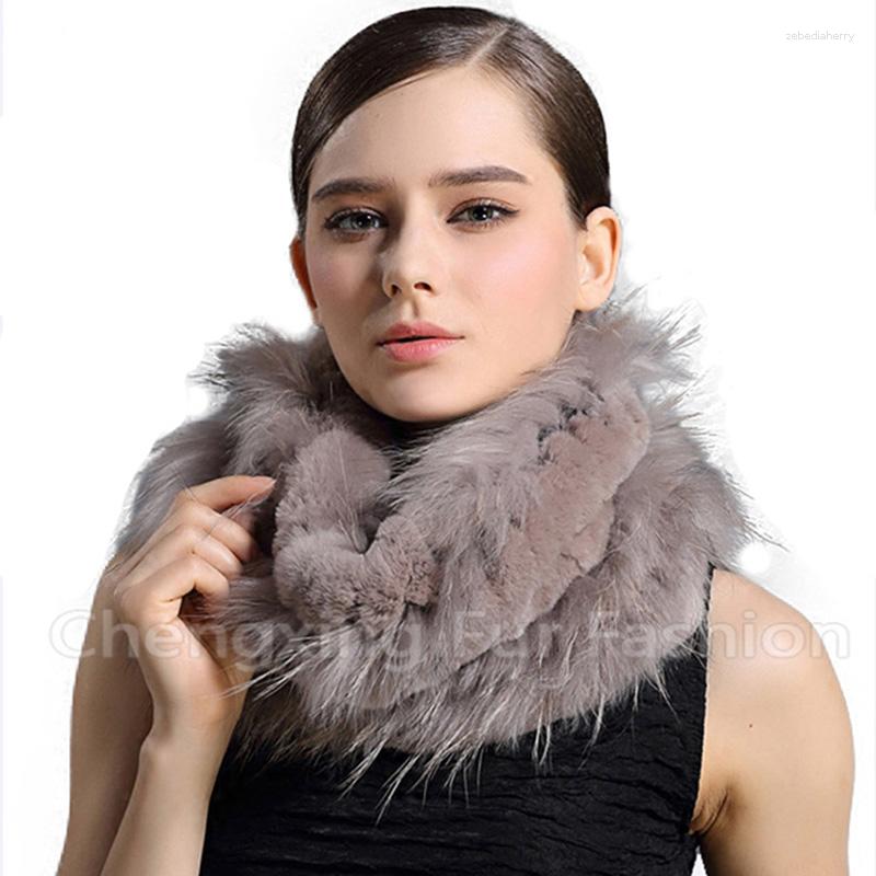 

Scarves CX-S-169A Women Winter Real Raccoon Fur & Rex Scarf Fashion