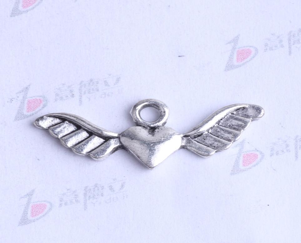 

285114mm Vintage wings flying Heart Charms Antique Silverbronze Pendant Fit Bracelets Necklace DIY 200pcslot 25226753699