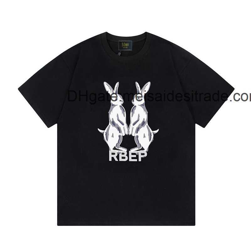 

AAAAA Designer Luxury T-shirt Bur Brand New High Quality BUR Rabbit New Double Rabbit Printed Men's T-shirt Couple costume Half Sleeve Street Fashion, White