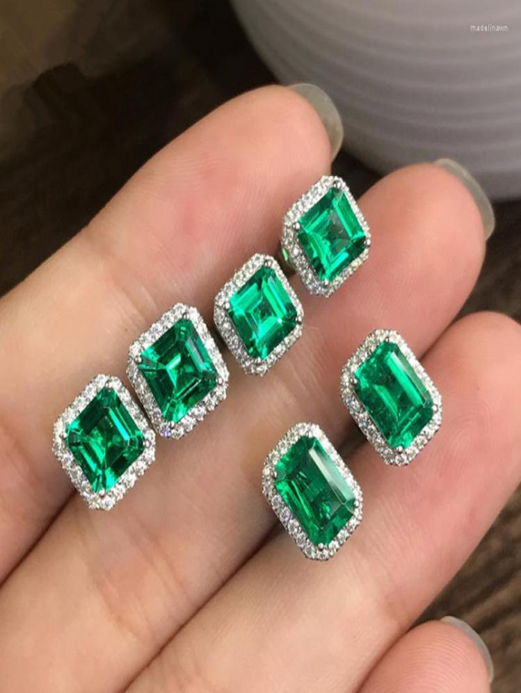 

Stud Earrings UILZ Luxury Female Crystal Green Square Earring Cubic Zirconia Wedding Vintage For Women CEL12214699271
