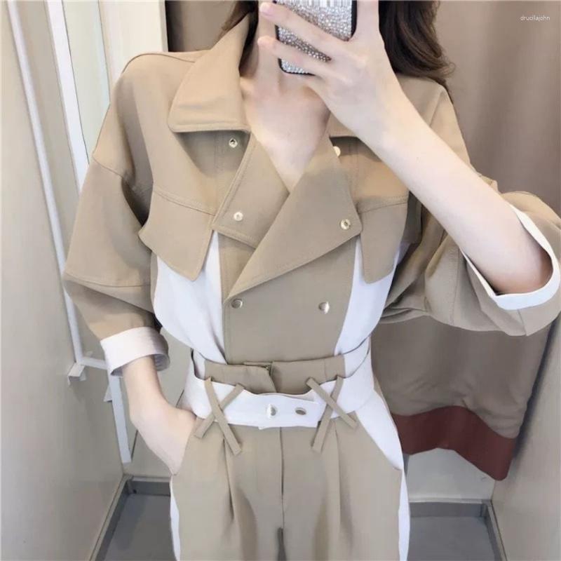 

Women' Two Piece Pants Women' Sets 2023 Korean Light Mature Style Double Breasted Tops High Waist Temperament Set Clothing, Suit