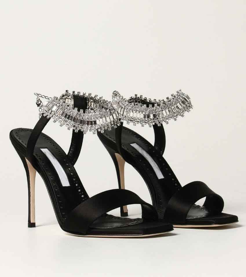 

Famous Design Parinasan Sandals Shoes Women Crystal Strappy Party Wedding Bridal Pumps Red Black Calf Leather Lady High Heels EU35-43 Original Box