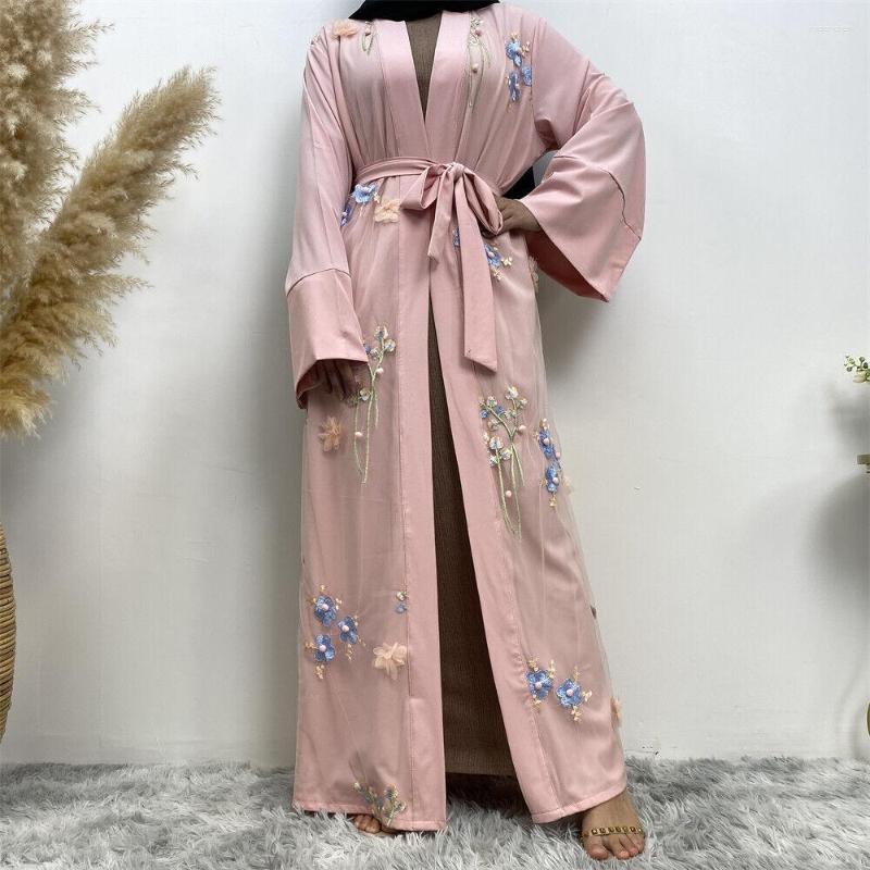 

Ethnic Clothing Ramadan Kaftan Open Kimono Embroidery Femme Musulmane Abaya Dubai Turkey