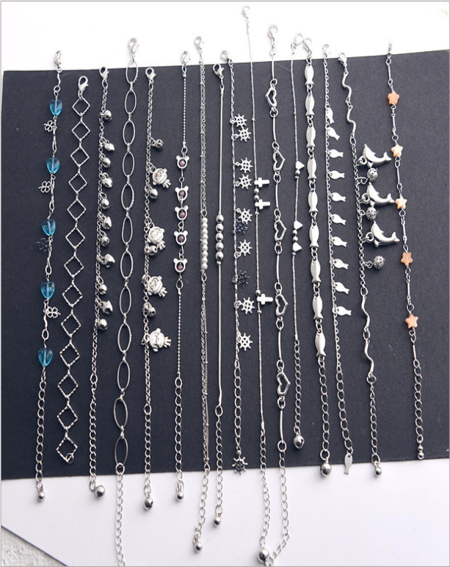 

16pcslot Women Foot Chain Metallic Fashion Sweet Heart Bow Sexy Ankle Chain New Lady Elegant Minimalistic Love Heart Bracelet Ank6939693