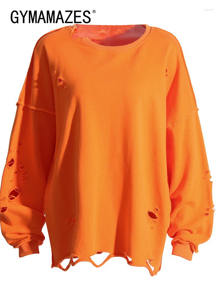 

Women's Hoodies GYMAMAZES Hole Hollow Out Sweatshirt Female Round Neck Long Sleeve Solid Loose Sweatshirts For Women Clothing 2023 Fashion, Black