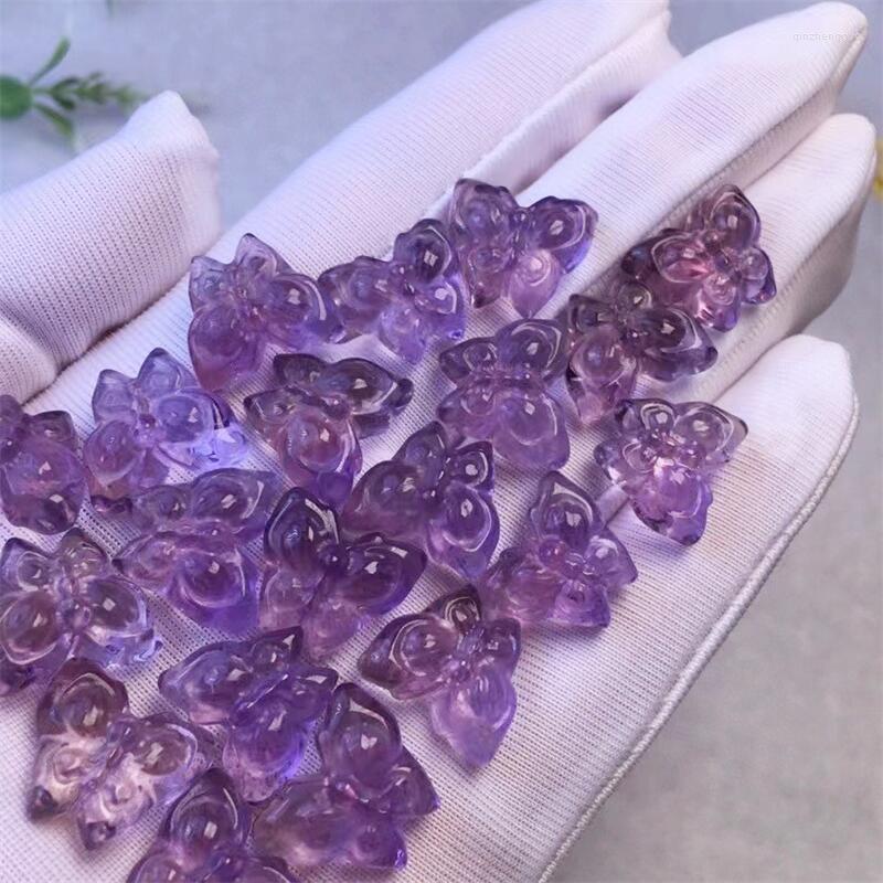 

Charms 5pcs Natural Stone Amethyst Butterfly Jewelry Making For Pendant Crystal Carved Animal Figurine Fashion Gift Women 15mm