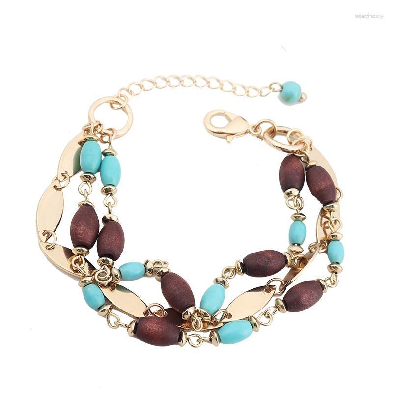 

Link Bracelets B2450 Original Design Turquoise Beads Wooden Beaded Stacked For Women Small Wholesale Business Jewelry Manufacturer