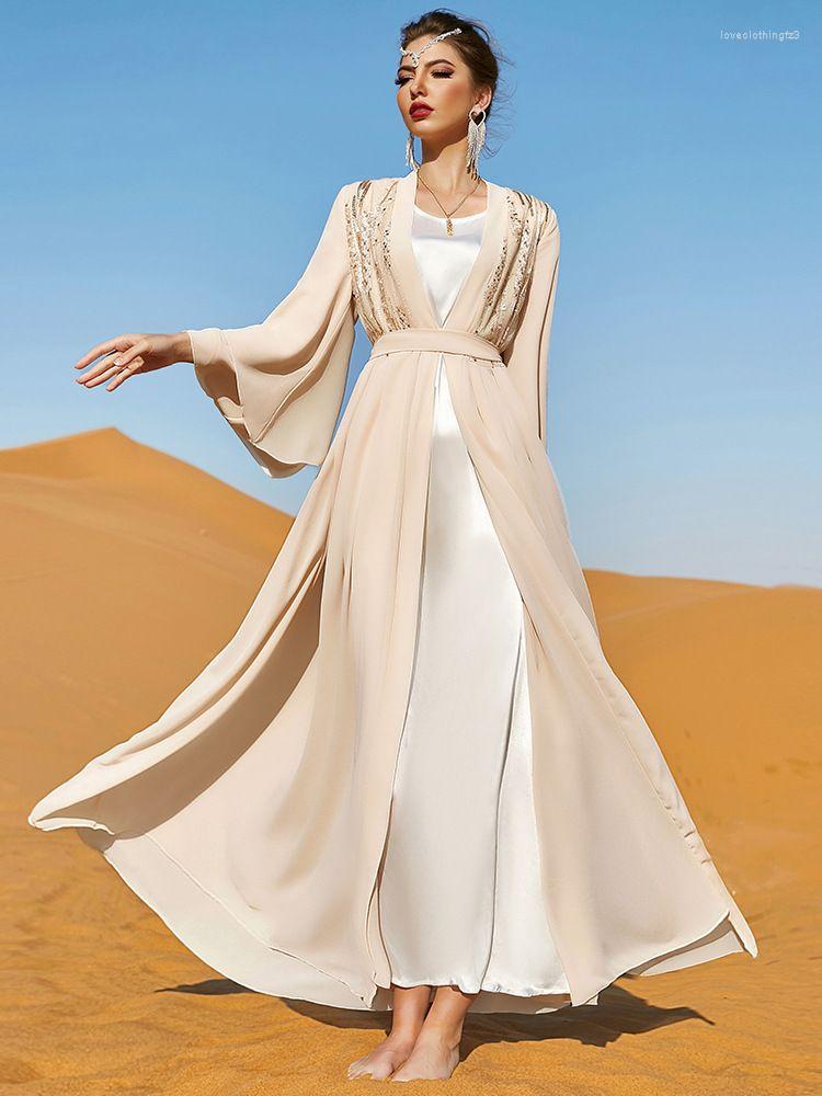 

Ethnic Clothing Ramadan Chiffon Open Robe Africaine Kimono Femme Musulmane Abaya Dubai Arabic Turkey Islam Muslim Dress Kaftans For Women