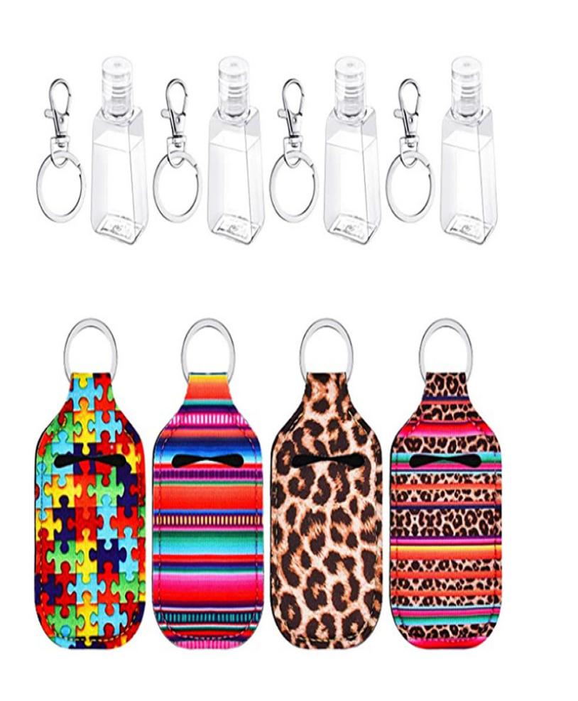 

New Neoprene Keychain 30ML Hand Sanitizer Bottle Holder Bags Lipstick Holder Perfume Container Hand Soap Bottle Holder Key Chain A7077833