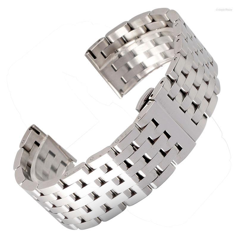 

Watch Bands 20mm 22mm Watchband Silver Stainless Steel Straps Metal Wristwatches Band Strap Replacement For Clocks Hours 2 Spring Bars