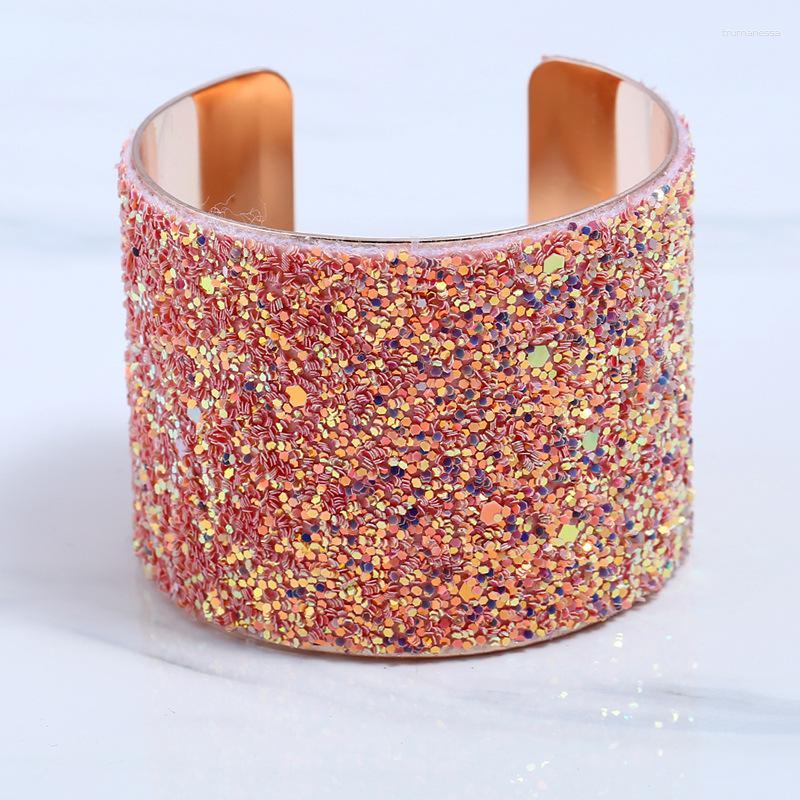 

Bangle Shiny Pink Gold Black Sequin Bracelets & Bangles For Women 2023 Punk Wide Open Bracelet Cuff Prom GiftBangle BangleBangle Raym22