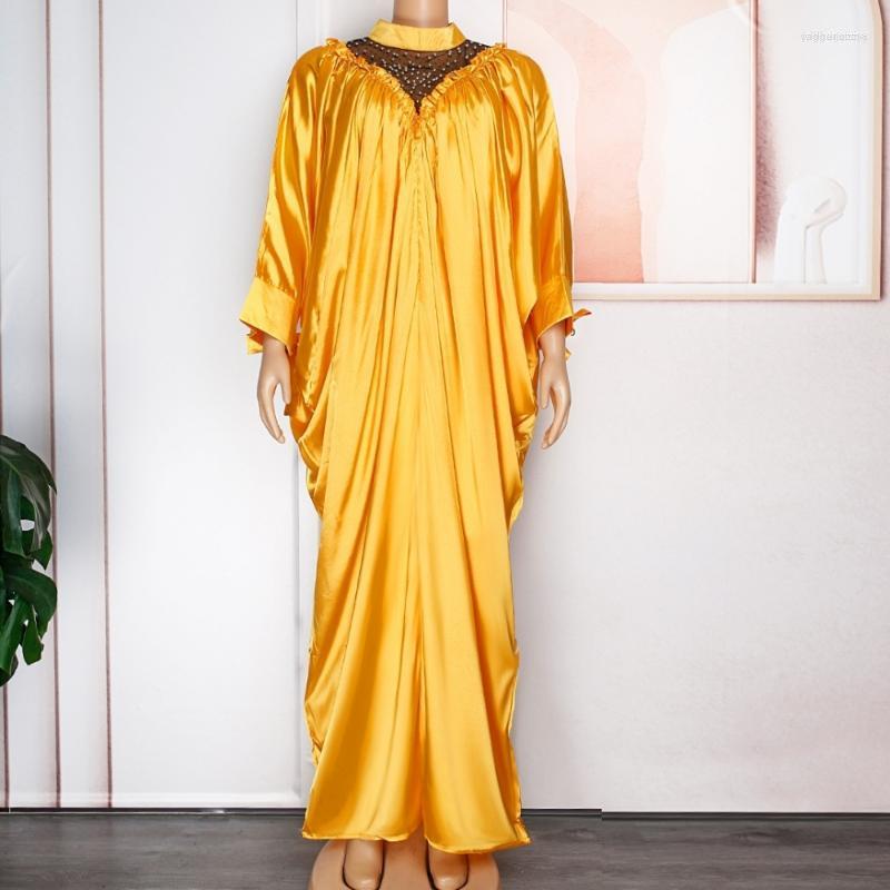 

Ethnic Clothing Summer Polyester African Dresses For Women Elegant Long Sleeve O-neck Solid Color Dress Muslim Abaya Robes