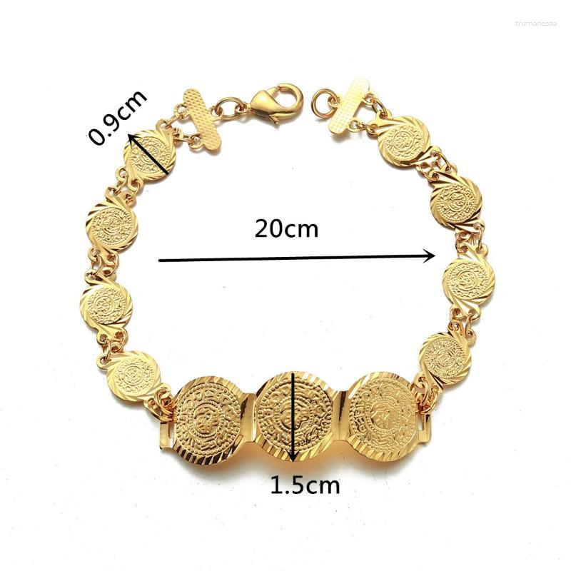 

Strand Beaded Strands Gold Color Charm Ancient Coins Bracelets Women Girls Bangle Money Sign Islam Muslim Jewelry Raym22