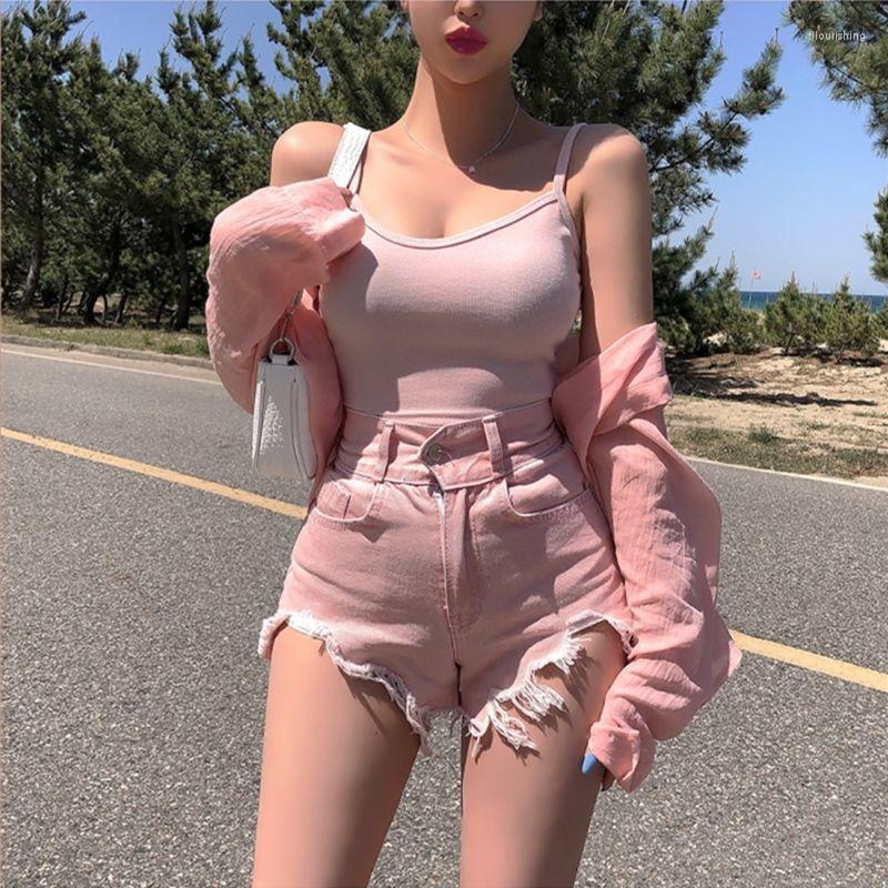 

Women' Jeans Fashion High Quality Design Waist Irregular Tassel Edge Shorts Sexy Skinny Sweet Spicy Package Hip Denim, Pink