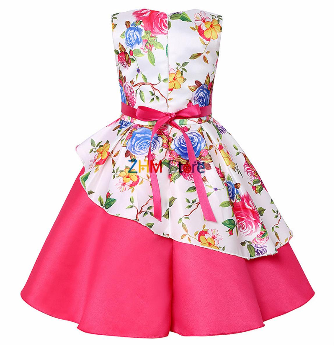 

Flower Children Dresses For Girls Kids Formal Princess Dress For Girl Fashion Print Birthday Party Dress Baby Clothing8542907, Pink