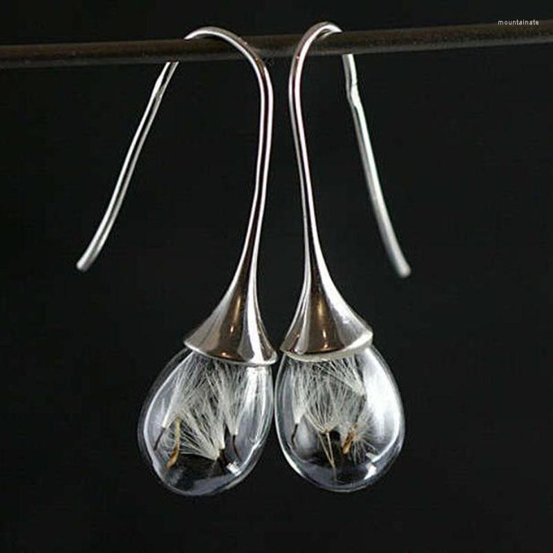 

Dangle Earrings Trendy Handmade Dandelion Drop Fashion Transparent Glass Ball Small Water For Women Jewelry