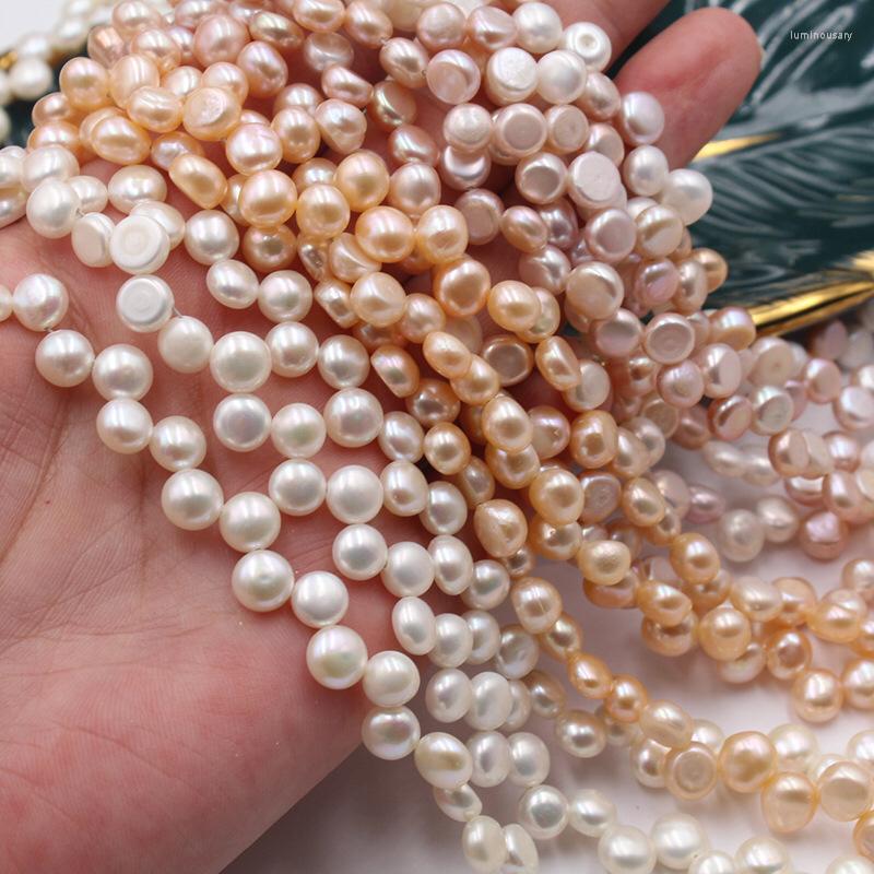 

Loose Gemstones Wholesale 6-7MM Real Cultured Freshwater Natural Button Shape Pearl Necklace Strand String Jewelry Beads Accessory 10pcs/lot