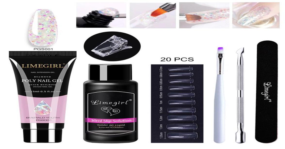 

Nail Art Kits Limegirl 15ml Acryl Gel UV LED Extension Acrylic For Tip Quick Polygels Crystal Acrylgel7623254