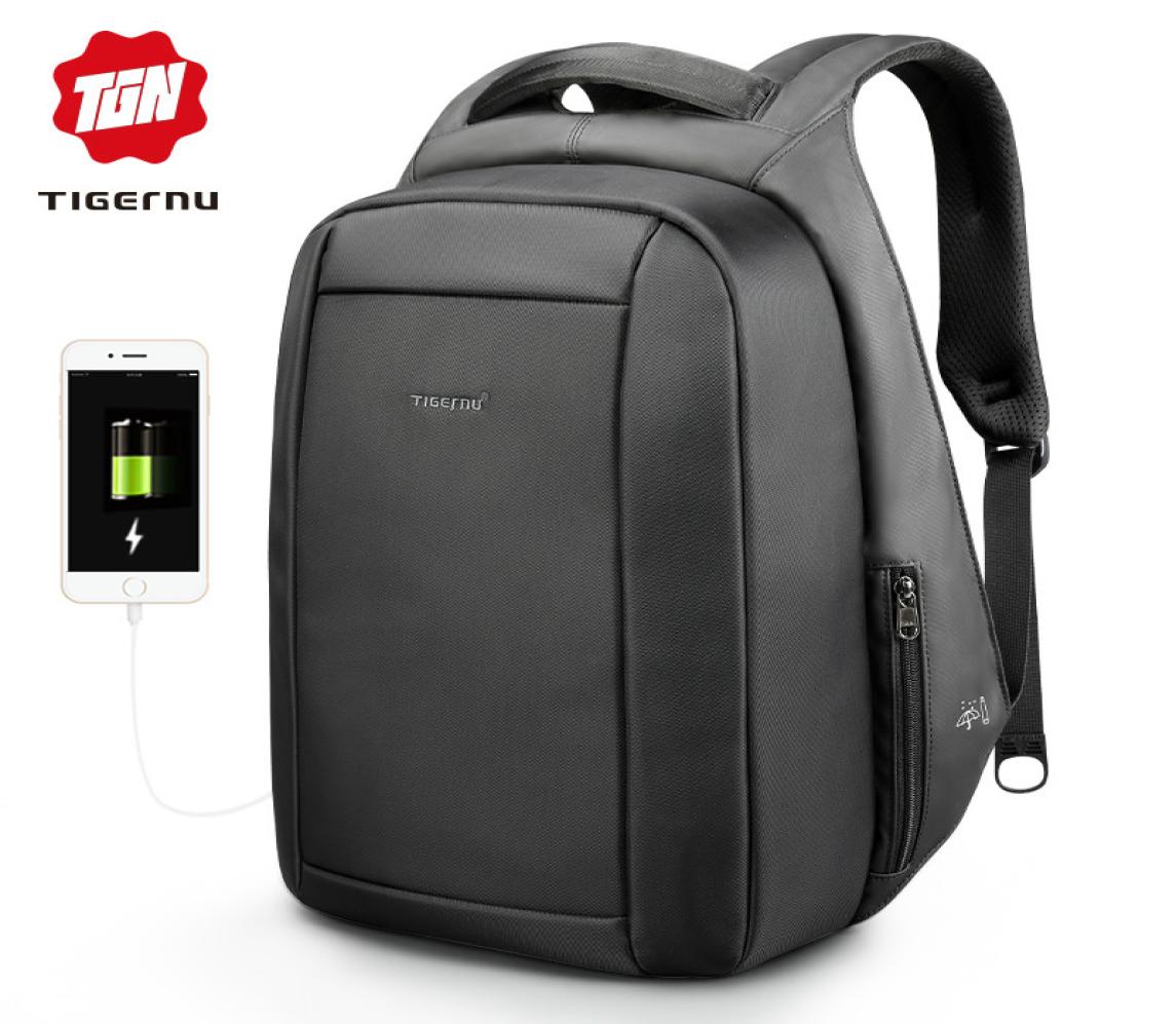 

Tigernu Hidden AntiTheft Zipper 156 Inch Men School Laptop Backpacks Water Repellent Travel 20L Multi USB Charger Male Backpack5954530, Brown