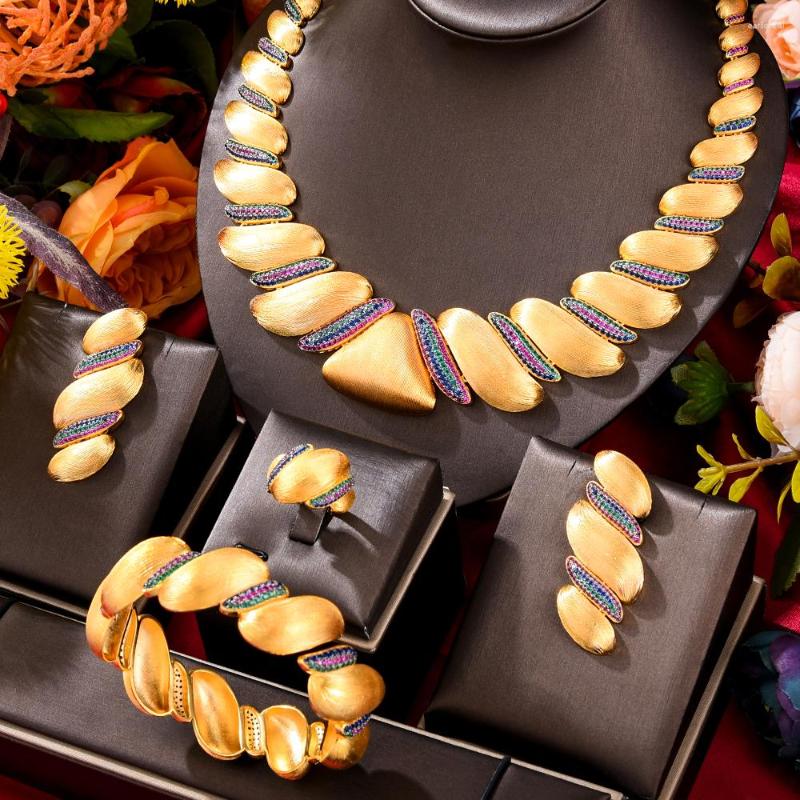 

Necklace Earrings Set Missvikki Luxury Dubai Big Bangle Ring Jewelry Super CZ Design Fashion Bridal Wedding, Picture shown