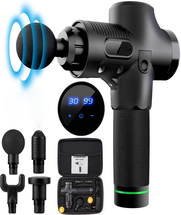 

LCD Display Massage Gun Deep Muscle Massager Muscle Pain Body Massage Exercising Relaxation Slimming Shaping Pain Relief6416389