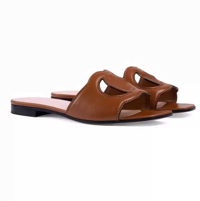 

Designers Women Interlocking Cut-out Sandals Shoes Slip On Slide Flats Slippers Lady Flip Flops Comfort Walking Black White Red Beach Casual Slipper With Box NO383