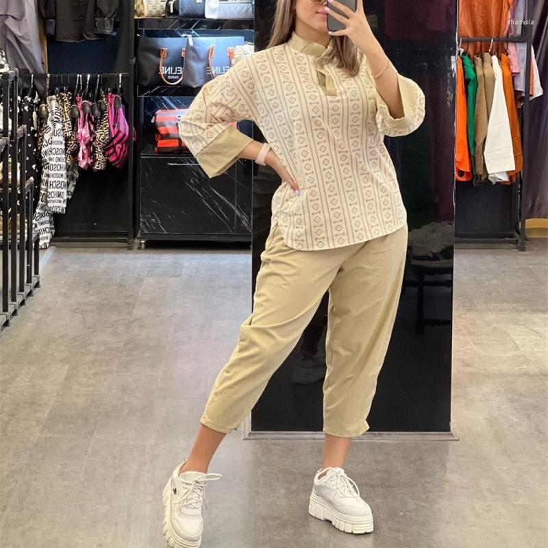 

Women's Two Piece Pants 2 Women Set Summer Autumn Long Sleeve Shirt Blouse Top And Suits Outfits Fashion Office Lady Matching Sets Outfit, Army green