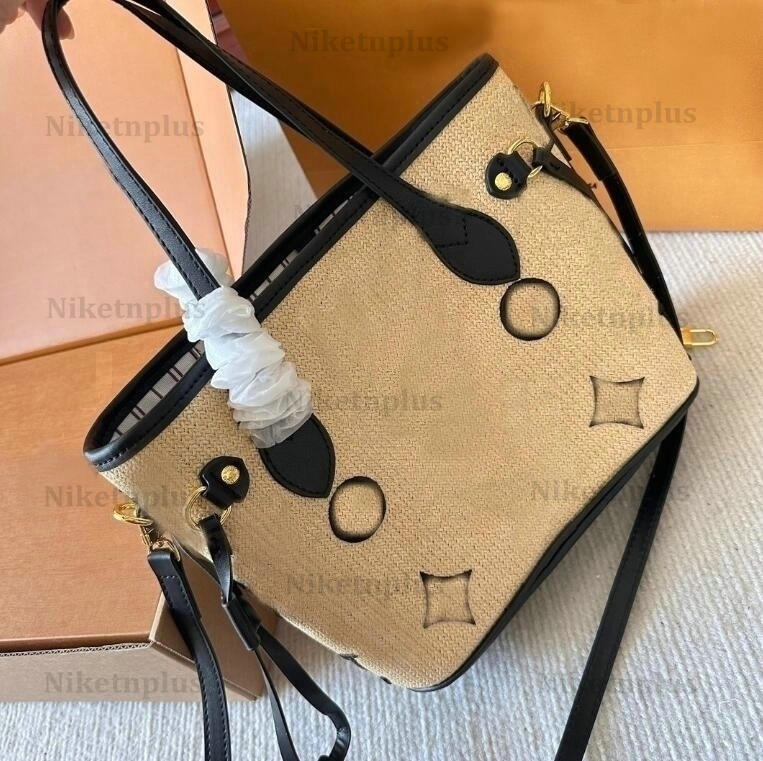 Raphia Nano Never MM PM Sac fourre-tout complet M22838 Été 2023 Au bord de la piscine Sac de shopping de créateur pour femmes Sacs à bandoulière