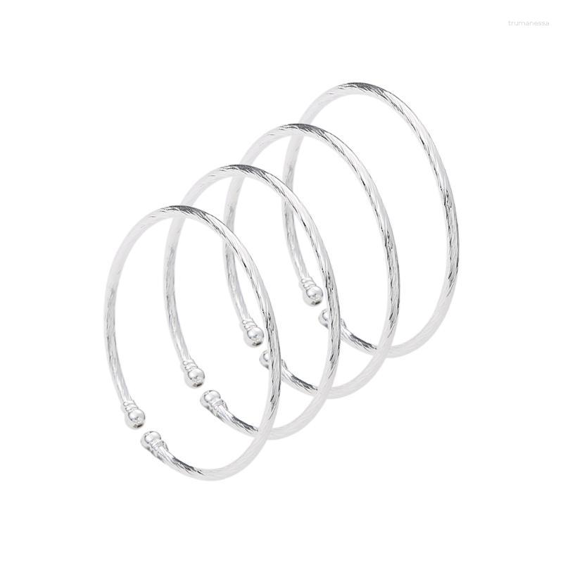 

Bangle Trendy Fashion 4pcs Silver Plated Free Size Bangles For Women Girl Dubai Party Bride Ramadan Middle East Jewelry Raym22