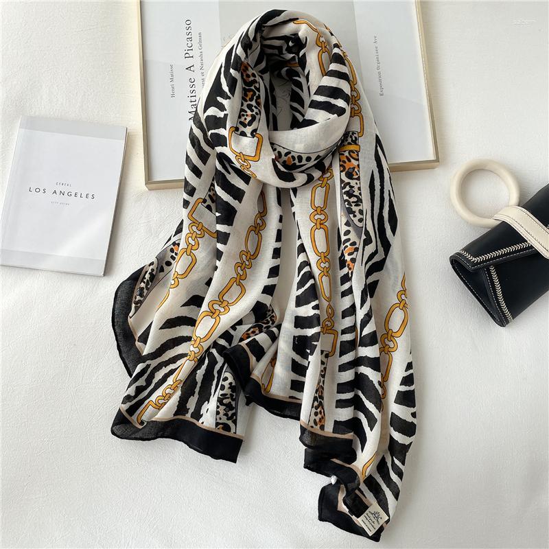 

Scarves 2023 Luxury Scarf Headband Brand Shawls Chain Print Cotton Women Pashmina Hijab Wraps Ladies Beach Stoles Foulard Bufanda