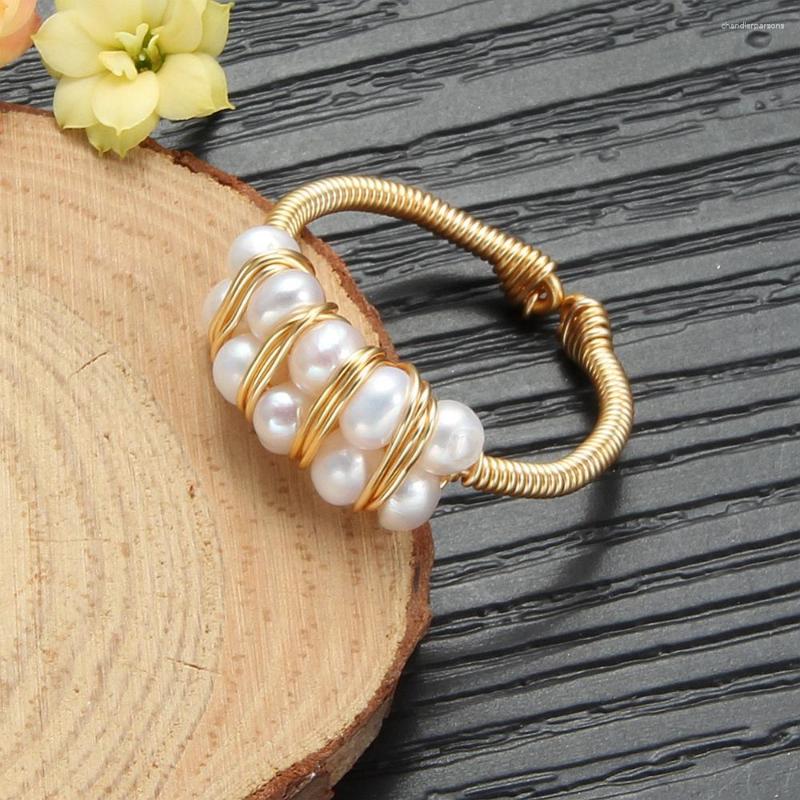 

Cluster Rings Coeufuedy Original Design White Pearl Ring Natural Freshwater For Women Party Handmade Fine Jewelry