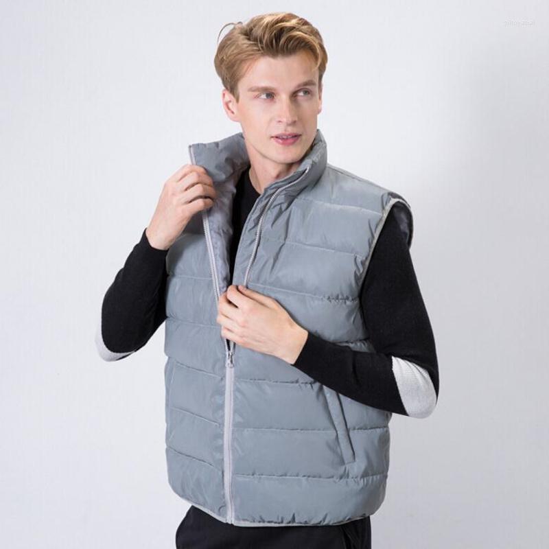 

Men' Vests Reflective Bodywarmer Waistcoat Men Autumn Winter Mens Sleeveless Jacket Coat Big Size Vest Night Reflect Light Colete Masculino, Reflective grey