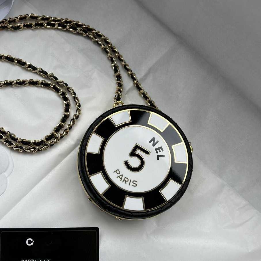 

Stuff Sacks 23s New Fragrance Show Same Mini Lingge Chain Chip Round Cake Handheld Makeup Bag, Black12