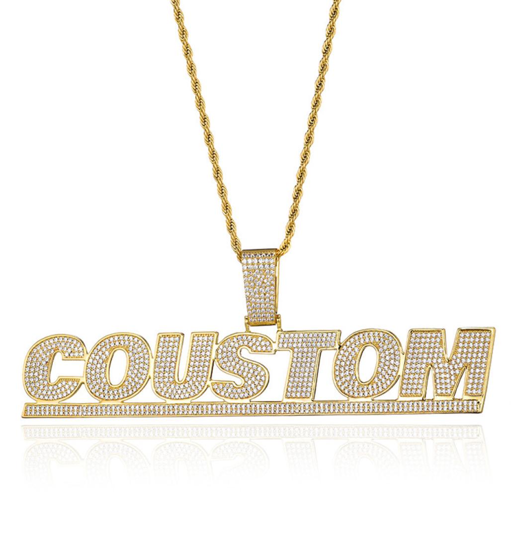

Fashion Men Women Custom Name Letters Pendant Necklace With 24inch Rope Chain Gold Silver Bling CZ Jewelry6830918