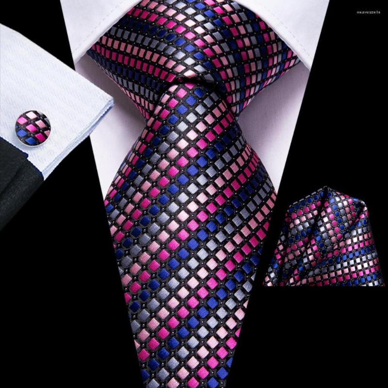 

Bow Ties Hi-TiePurple Blue Striped Silk Wedding Tie For Men Handky Cufflink Set Fashion Designer Gift Necktie Business Party