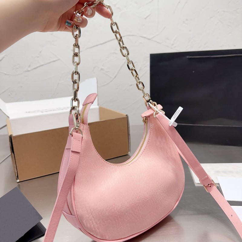 

Top Luxury designer Loop bag Croissant bags shoulder hobo Purse Leather Cosmetic half-moon baguette underarm Handbag crossbody Metal Chain Collection, Pink 1