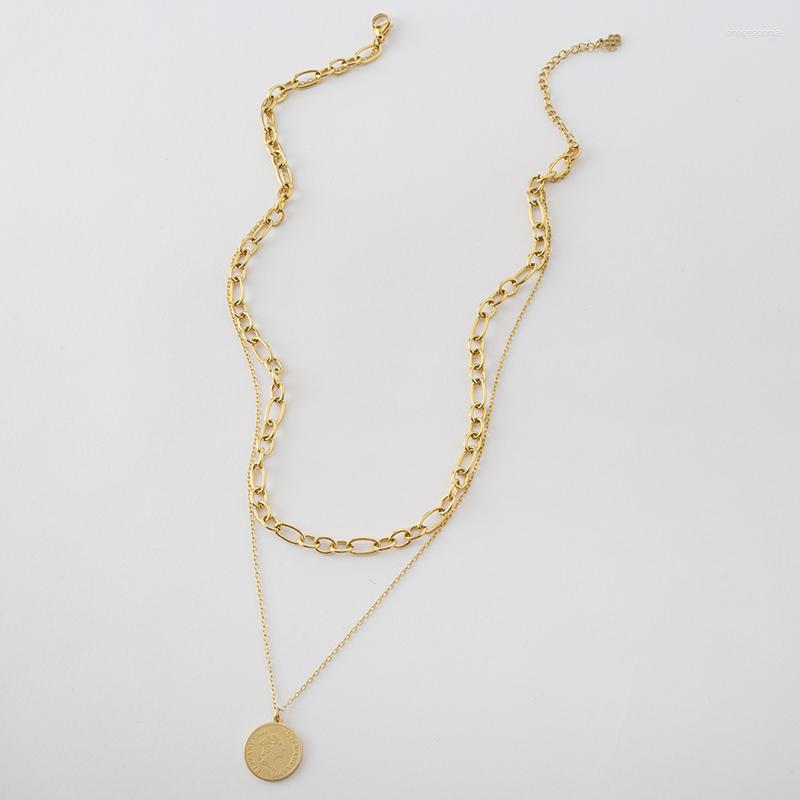 

Pendant Necklaces LUIZADA 2023 Fashion Stainless Steel Women's Classic Coin Necklace Jewelry Gift